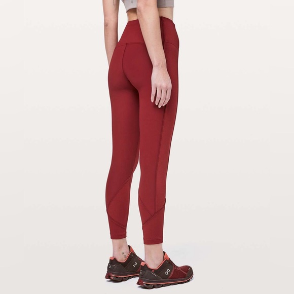 Lululemon Daily Lineup Ribbed High Rise Leggings - Red - Picture 1 of 7